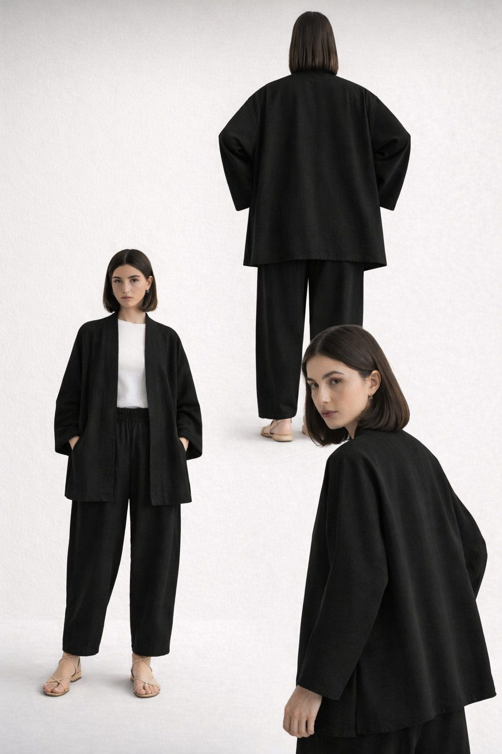 (Black ) Lazy Luxe Robe Set Winter Season comfort blend