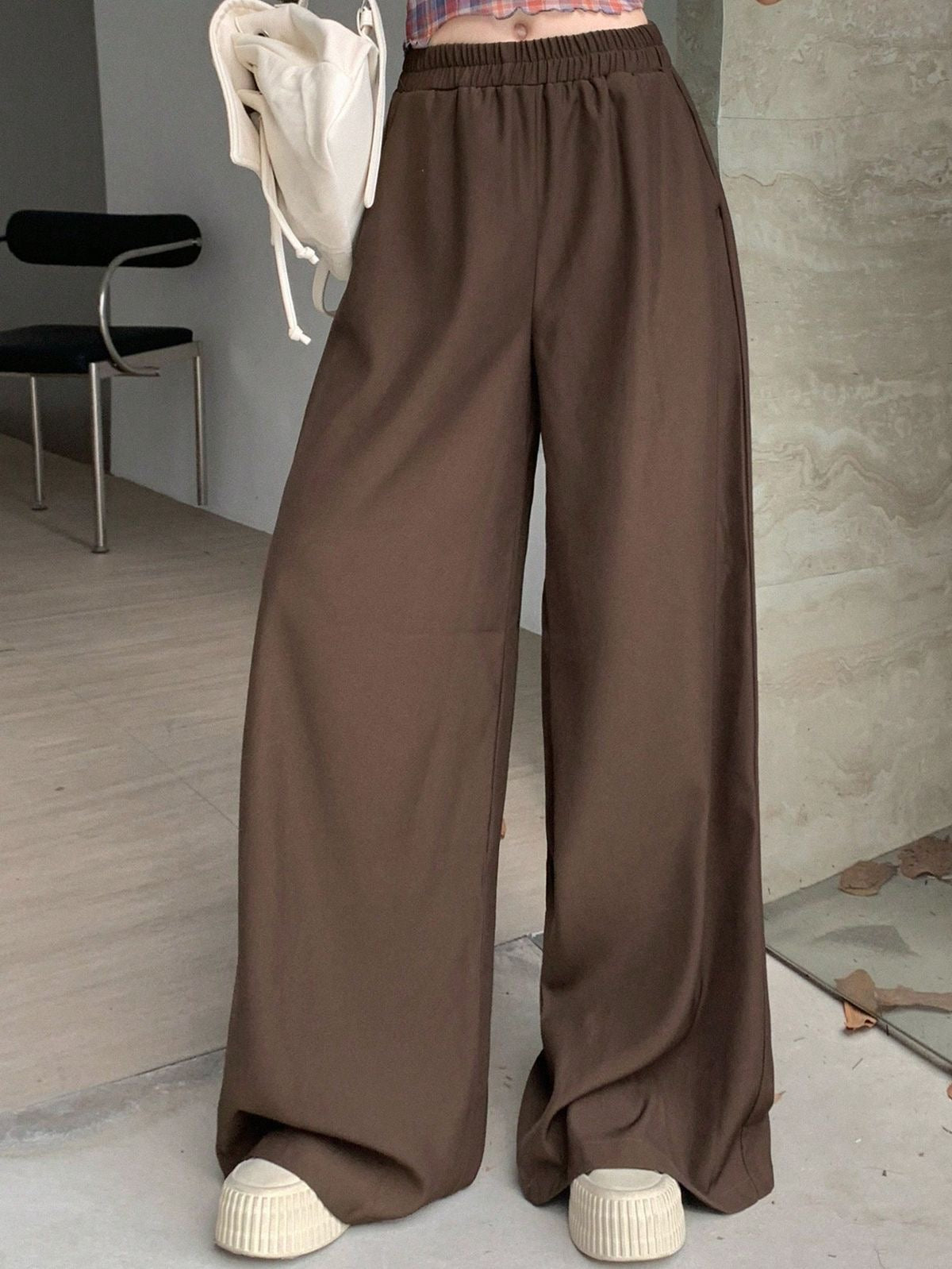 THE COCOA FLOW ELASTIC WAIST TROUSERS